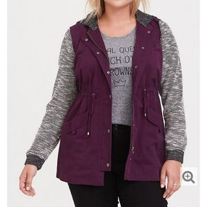 Torrid Burgundy Marled Mixed Anorak Jacket